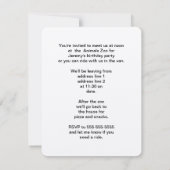 タイガー動物園のバースデーパーティ招待状 招待状 (裏面)