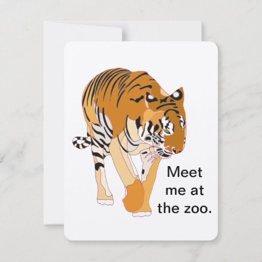 タイガー動物園のバースデーパーティ招待状 招待状 (正面)