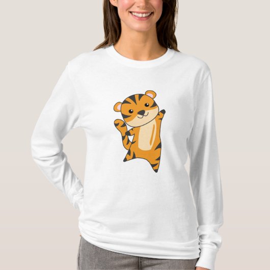 タイガー大きな猫かわいい子供へ動物 Tシャツ (正面)