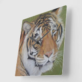 タイガー大きな猫現実主義者ポートレート野生生物 スクエア壁時計 (傾斜)