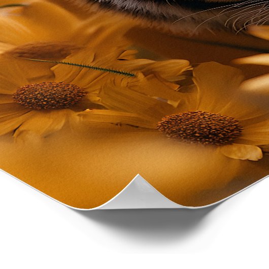 タイガー威厳のあるアミドゴールデン開花AI生成 ポスター (角)