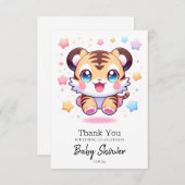 タイガー威厳のあるベイビーシャワー サンキューカード (正面/裏面)
