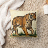 タイガー威厳のある中世イラストレーション クッション (ブランケット)