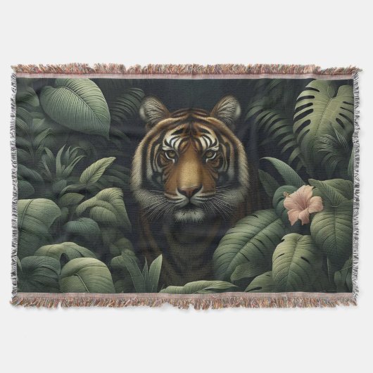 タイガー威厳のある織り毛布とタペストリー スローブランケット (正面)