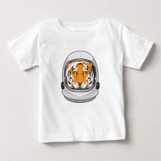 タイガー宇宙飛行士とヘルメット ベビーTシャツ (正面)
