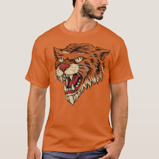 タイガー怒アタックヴィンテージレトロイラストレーション Tシャツ