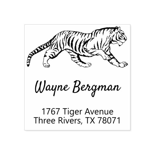 タイガー愛好家のための差出人住所スタンプ ラバースタンプ (インプリント)
