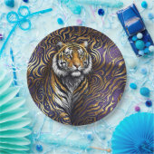 タイガー抽象芸術アート ペーパープレート (パーティー)