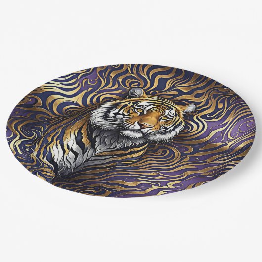 タイガー抽象芸術アート ペーパープレート (アングル)
