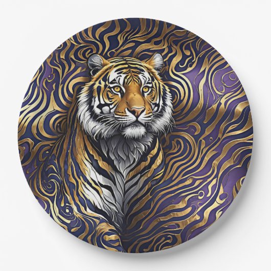タイガー抽象芸術アート ペーパープレート (正面)