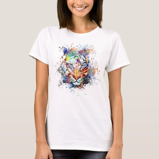タイガー抽象芸術ア絵画ート Tシャツ (正面)