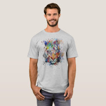 タイガー抽象芸術絵画アートのTシャツ