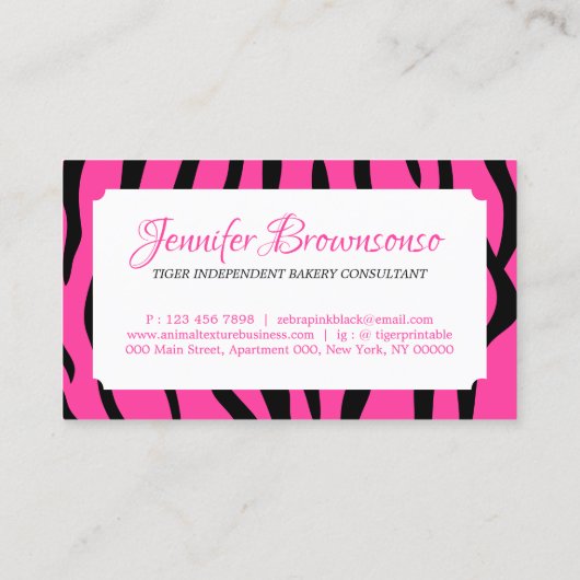 タイガー振りかけるテクスチャピンクのシェイプフレーム 名刺 (裏面)