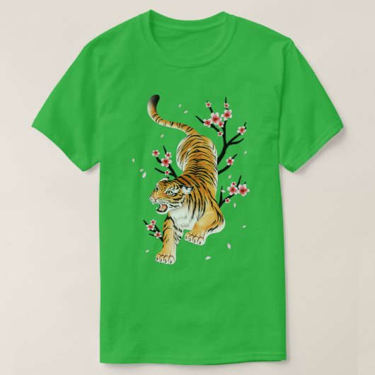 タイガー日本のさくらんぼ花ヴィンテージさくら Tシャツ (デザイン正面)