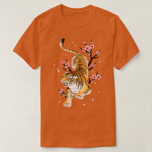 タイガー日本のさくらんぼ花ヴィンテージさくら Tシャツ (デザイン正面)