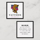 タイガー日本のイラストレーションタトゥーアーティストはっきりした スクエア名刺 (正面/裏面)