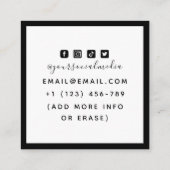 タイガー日本のイラストレーションタトゥーアーティストはっきりした スクエア名刺 (裏面)