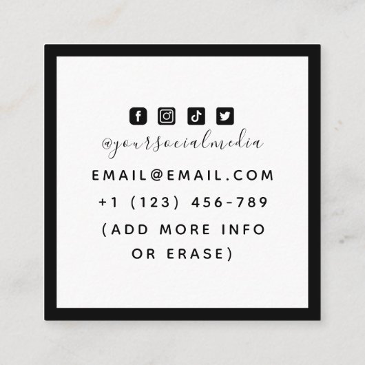 タイガー日本のイラストレーションタトゥーアーティストはっきりした スクエア名刺 (裏面)