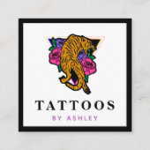 タイガー日本のイラストレーションタトゥーアーティストはっきりした スクエア名刺 (正面)