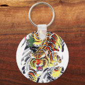 タイガー日本のタトゥーデザイン キーホルダー (正面)