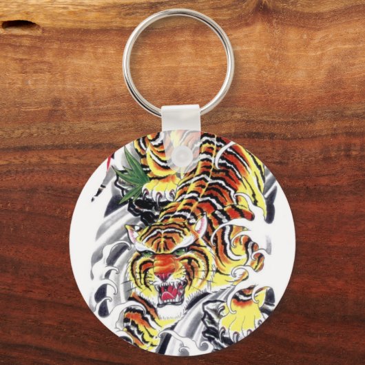 タイガー日本のタトゥーデザイン キーホルダー (正面)