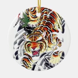 タイガー日本のタトゥーデザイン セラミックオーナメント
