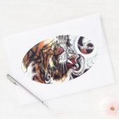 タイガー日本のタトゥー 楕円形シール (封筒)