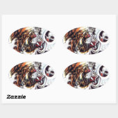 タイガー日本のタトゥー 楕円形シール (シート)