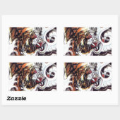 タイガー日本のタトゥー 長方形シール (シート)