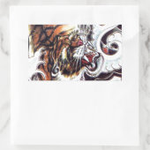 タイガー日本のタトゥー 長方形シール (バッグ)