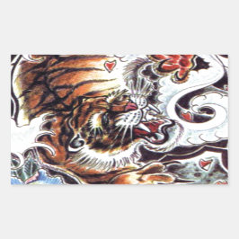 タイガー日本のタトゥー 長方形シール