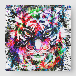 タイガー時計 |トラカラフルガーウォール時計 スクエア壁時計