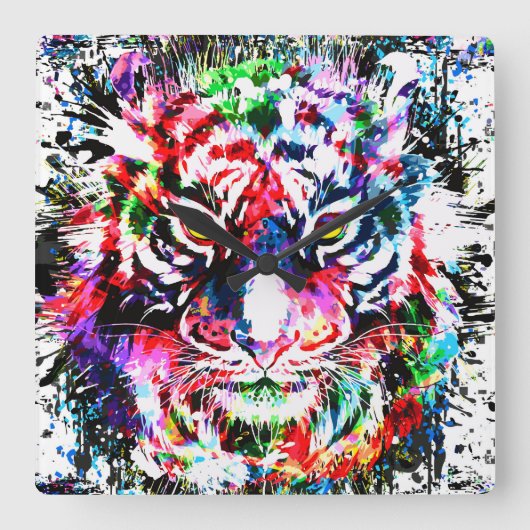 タイガー時計 |トラカラフルガーウォール時計 スクエア壁時計 (正面)