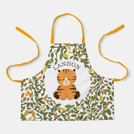 タイガー植物性の緑の子供 エプロン (正面)