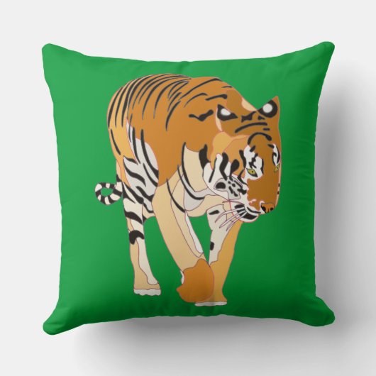 タイガー歩くデジタ絵を描ルのカスタム枕 クッション (裏面)