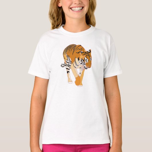 タイガー歩くデジ絵を描タルのシャツ Tシャツ (正面)