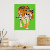 タイガー歩くデジ絵を描タルのポスター ポスター (キッチン)