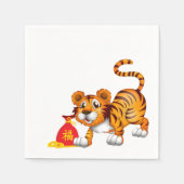 タイガー漫画の赤い袋の年 スタンダードカクテルナプキン (正面)
