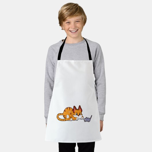 タイガー猫(マウス付き) エプロン (着用した状態)