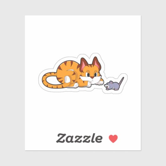 タイガー猫(マウス付き) シール (シート)