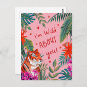 タイガー私はあなたがピンクバレンタインデーのカードについてワイルド ポストカード (正面/裏面)