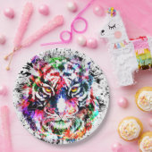 タイガー紙プレート-カラフルスケッチ抽象芸術アート ペーパープレート (パーティー)