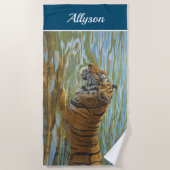 タイガー絵を描スイミング | DIY名 | オーシャンブルー ビーチタオル (正面)