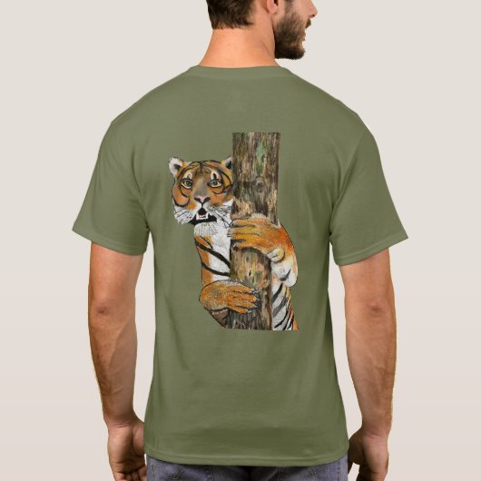 タイガー絵画ズ、カメラのパーソナライズ文字を見る Tシャツ (裏面)