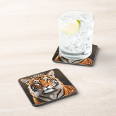 タイガー芸術的ポートレート大きな猫コースター コースター (右側)