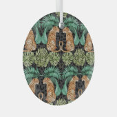 タイガー葉の：水の色ジャングルシームレス。 ガラスオーナメント (正面右)