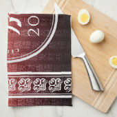 タイガー虎赤金ゴールド中国の〔占星術の〕十二宮図月記号 キッチンタオル (四つ折り)