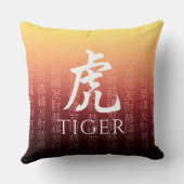 タイガー虎赤金ゴールド中国の〔占星術の〕十二宮図月記号 クッション (裏面)