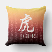 タイガー虎赤金ゴールド中国の〔占星術の〕十二宮図月記号 クッション (正面)