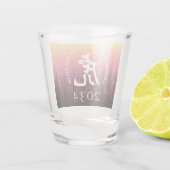 タイガー虎赤金ゴールド中国の〔占星術の〕十二宮図月記号 ショットグラス (裏面)